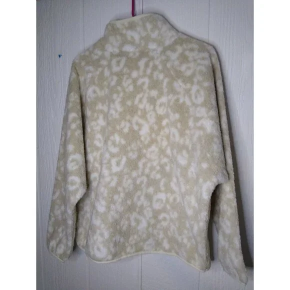 All In Motion Women's Sz M Cozy Beige Cheetah Print Full Zip Sherpa Jacket NEW - Picture 4 of 7